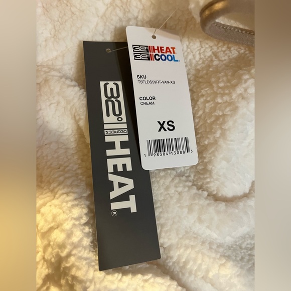 32 Degrees Women’s Snap Sherpa Jacket Cream/Brown Trim Soft & Cozy Size XS NWT’s - Picture 6 of 8